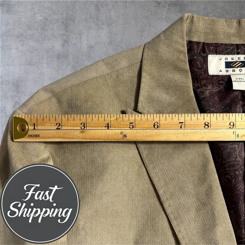 JOSEPH ABBOUD Men's 46R XXL Tan Corduroy Blazer Sport Coat 2-Button Jacket